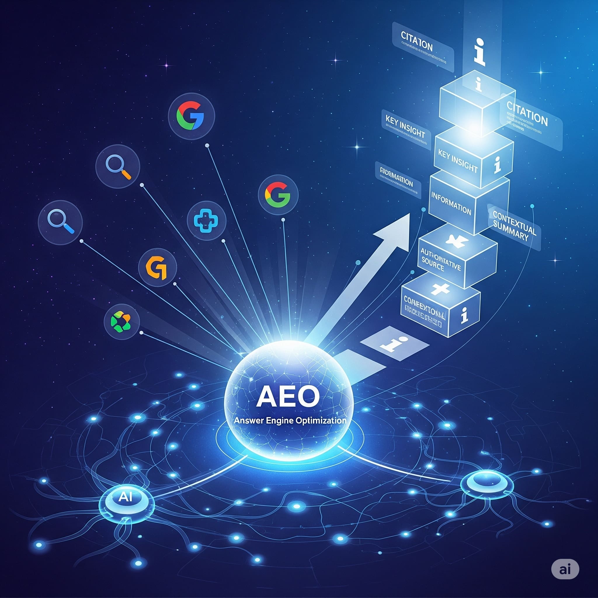 Développe le AEO pour être visible par les IA.